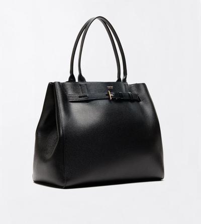 TOM FORD LEATHER BLACK GRAIN LEATHER AUDREY LARGE TOTE