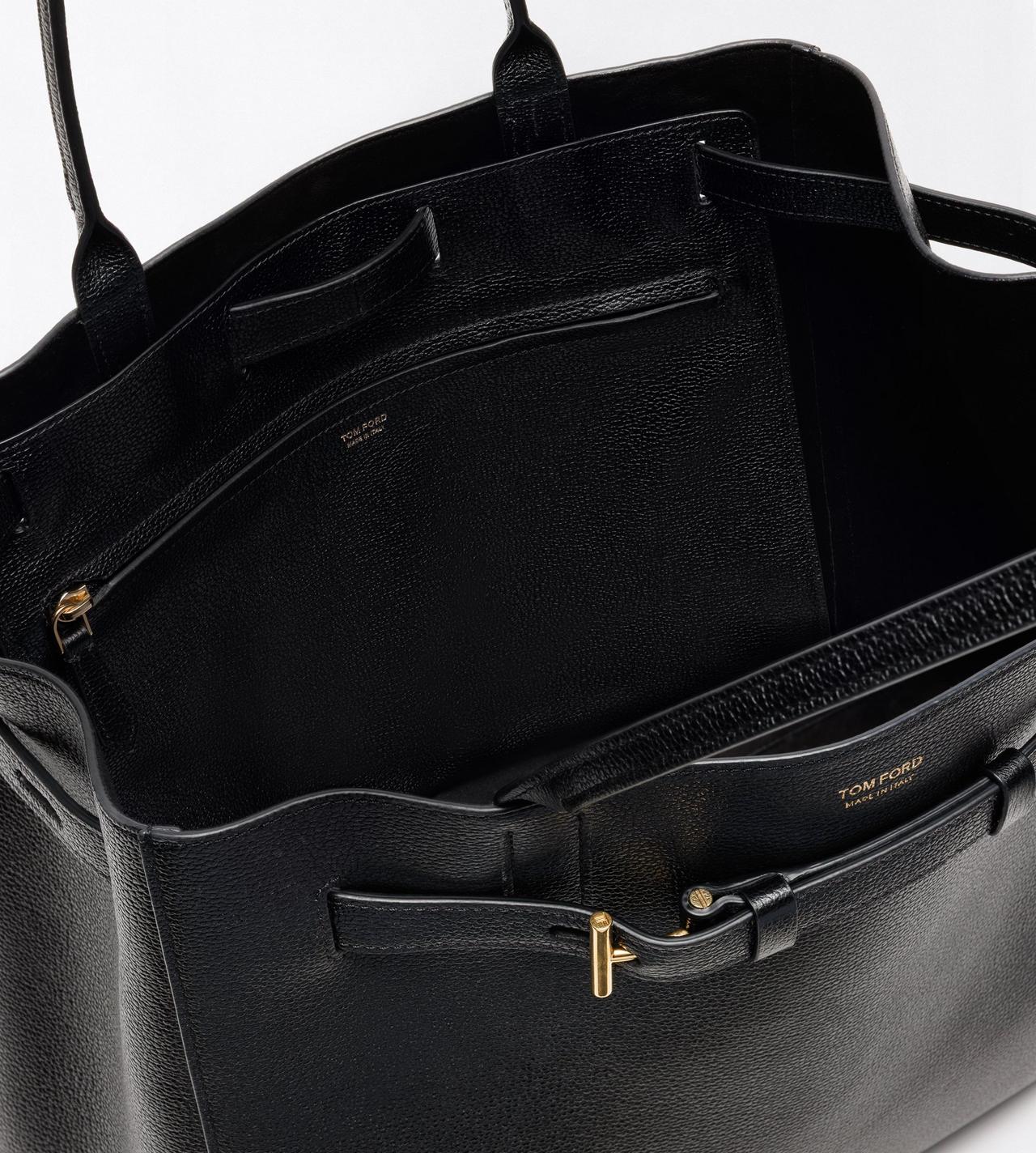 TOM FORD LEATHER BLACK GRAIN LEATHER AUDREY LARGE TOTE