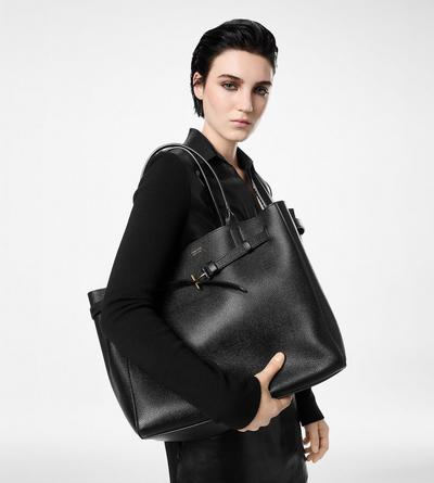 TOM FORD LEATHER BLACK GRAIN LEATHER AUDREY LARGE TOTE