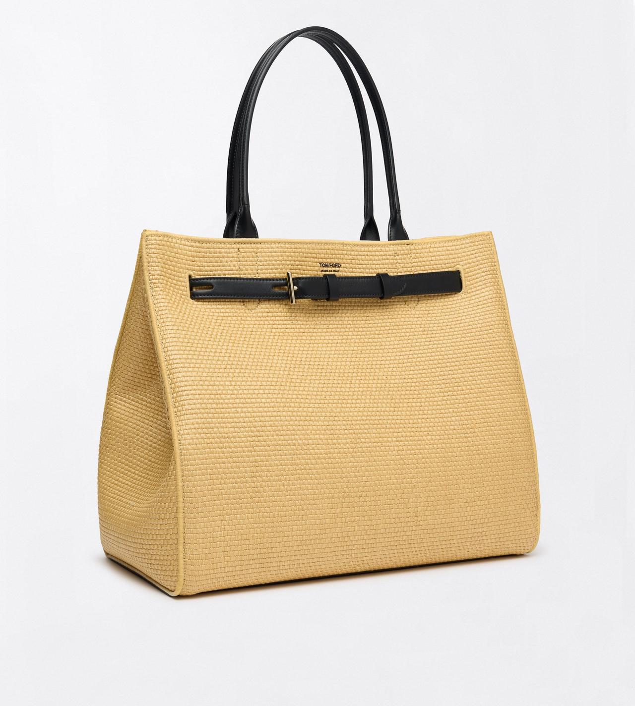 TOM FORD RAFFIA NATURAL + BLACK GRAND CABAS AUDREY EN RAPHIA ET CUIR