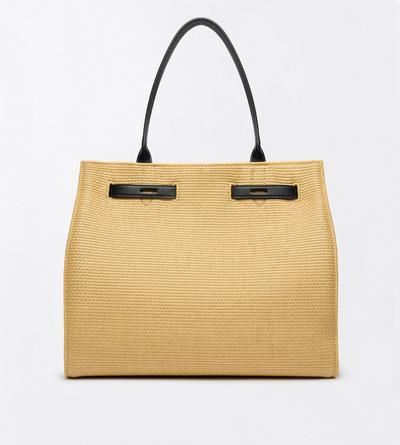 TOM FORD RAFFIA NATURAL + BLACK GRAND CABAS AUDREY EN RAPHIA ET CUIR