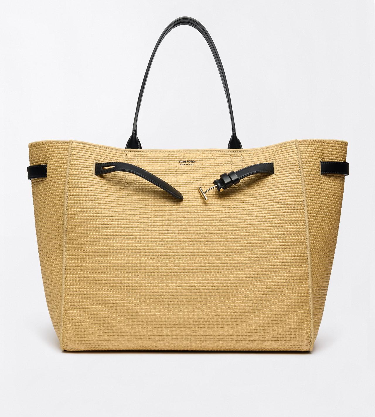 TOM FORD RAFFIA NATURAL + BLACK GRAND CABAS AUDREY EN RAPHIA ET CUIR