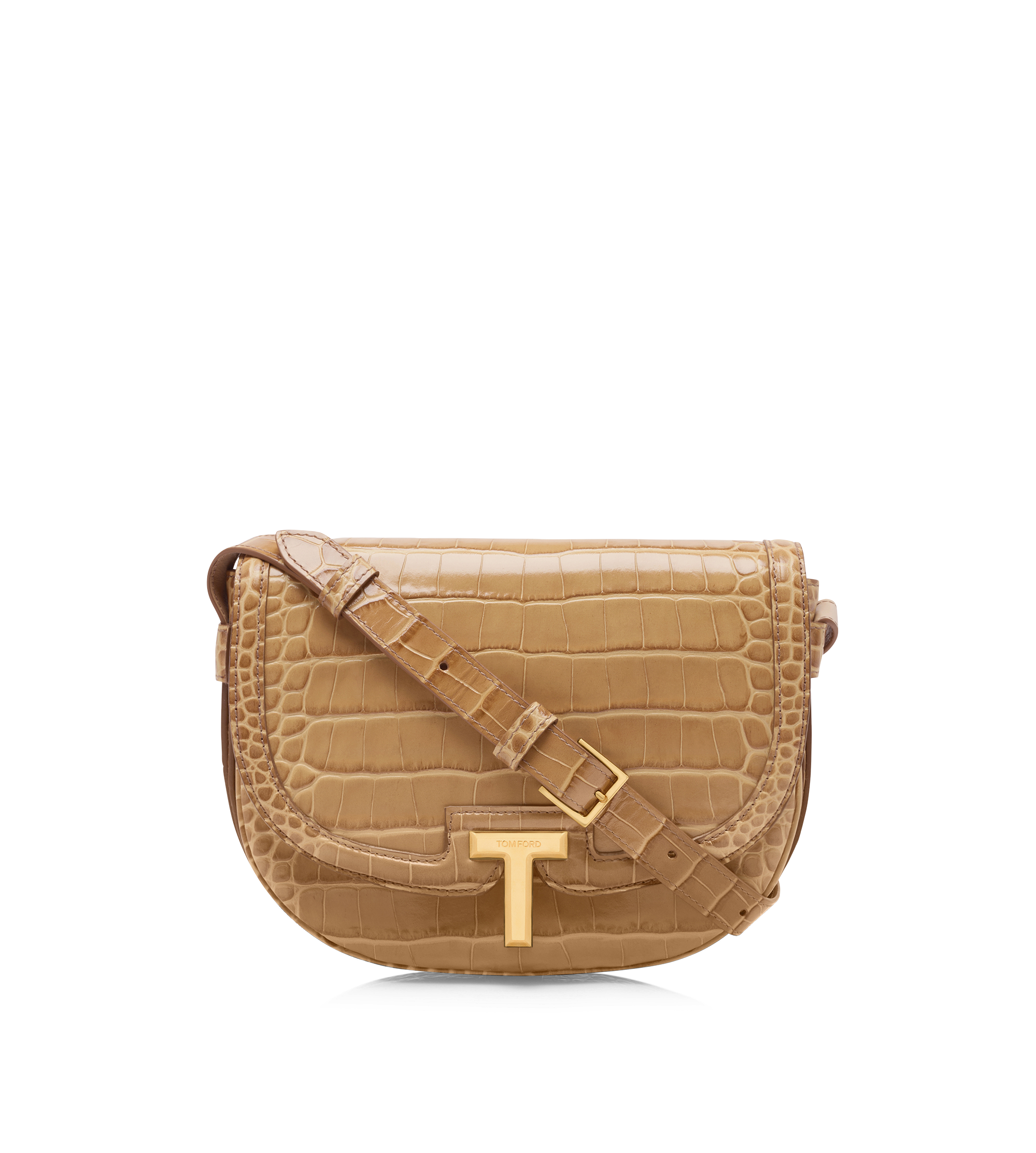 SHINY STAMPED CROCODILE LEATHER WALLIS CROSSBODY BAG