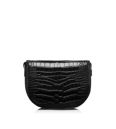 SHINY STAMPED CROCODILE LEATHER WALLIS CROSSBODY BAG image number 2