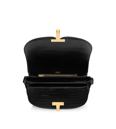 SHINY STAMPED CROCODILE LEATHER WALLIS CROSSBODY BAG image number 3