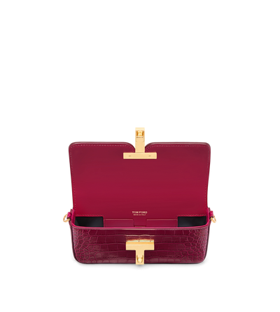 SHINY STAMPED CROCODILE LEATHER WALLIS MINI BAG image number 3