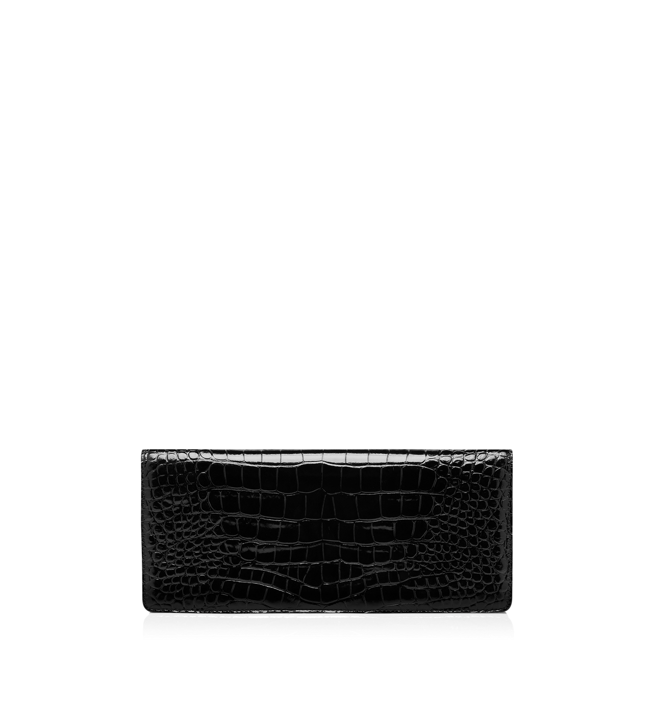 SHINY STAMPED CROCODILE LEATHER WALLIS CLUTCH image number 2