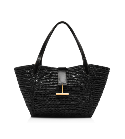 RAFFIA AND LEATHER TARA MEDIUM TOTE image number 0