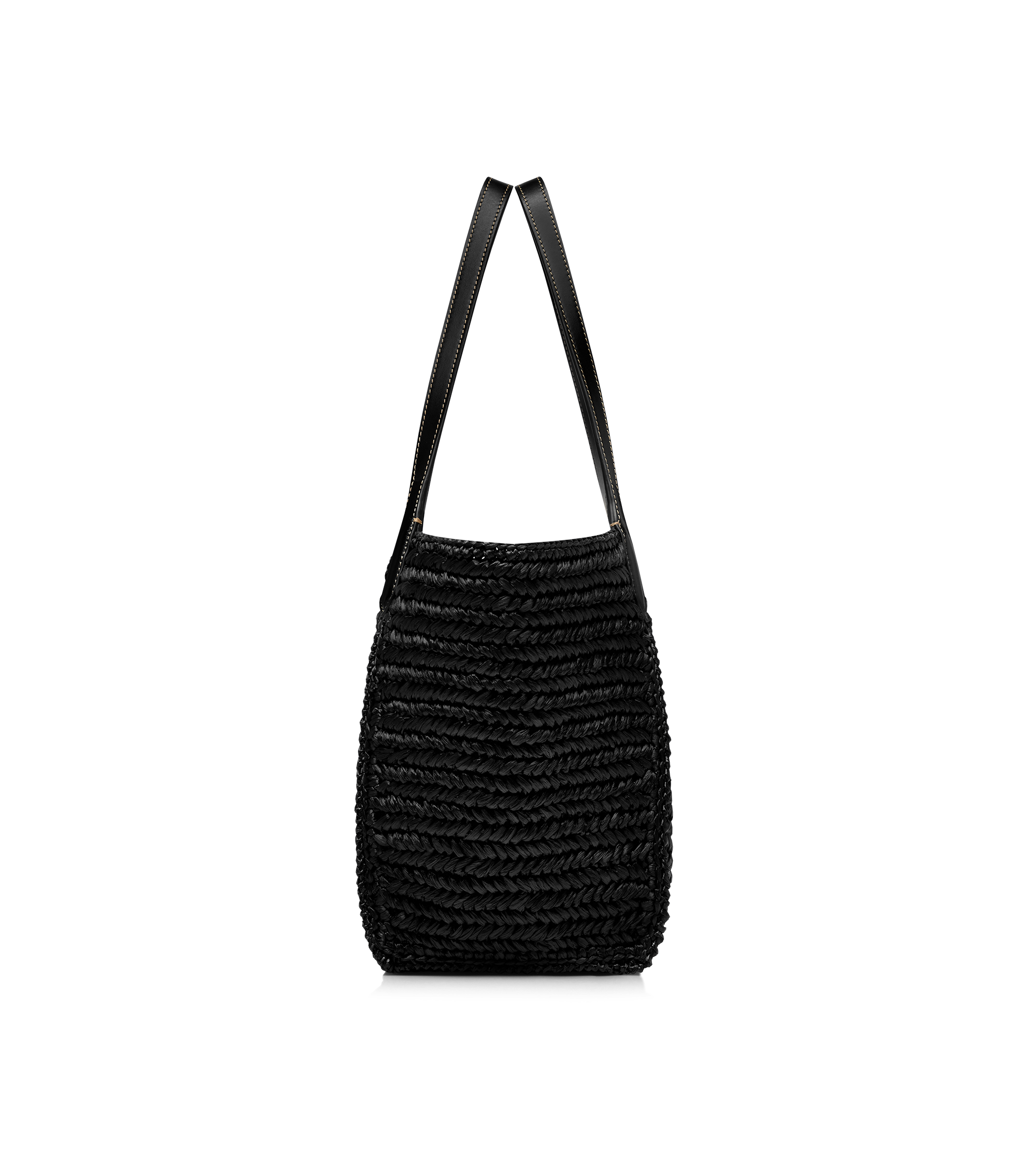 RAFFIA AND LEATHER TARA MEDIUM TOTE | Tom Ford Fashion