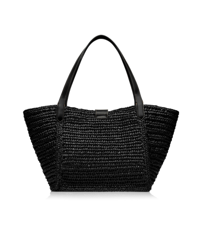 RAFFIA AND LEATHER TARA MEDIUM TOTE image number 2