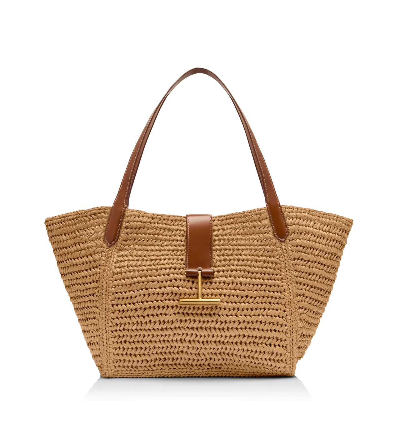 RAFFIA AND LEATHER TARA MEDIUM TOTE image number 0