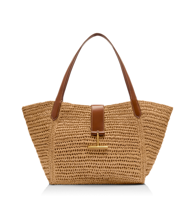 RAFFIA AND LEATHER TARA MEDIUM TOTE image number 0
