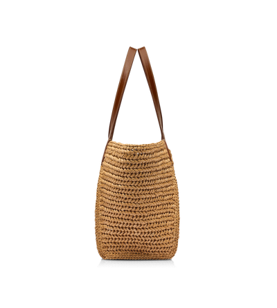 RAFFIA AND LEATHER TARA MEDIUM TOTE image number 1