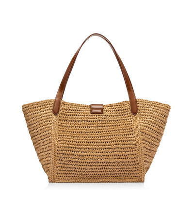 RAFFIA AND LEATHER TARA MEDIUM TOTE image number 2