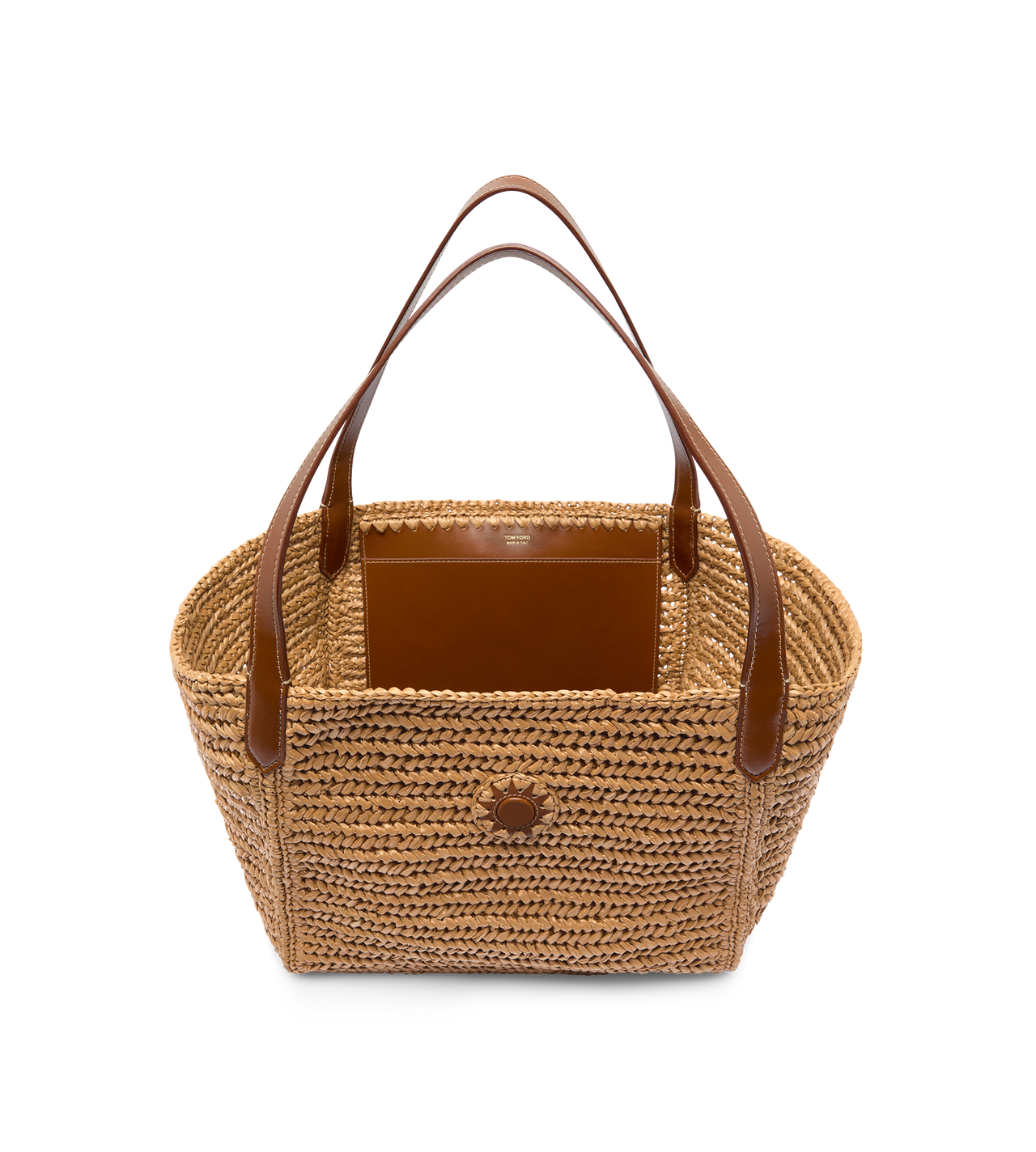 RAFFIA AND LEATHER TARA MEDIUM TOTE image number 3