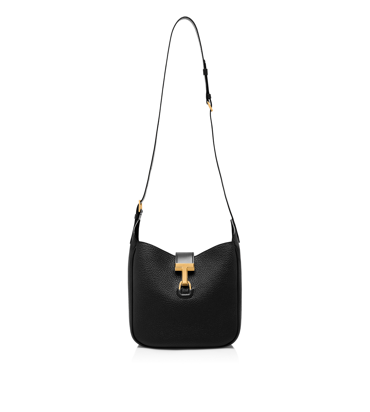 TOM FORD LEATHER BLACK GRAIN LEATHER MONARCH SMALL HOBO