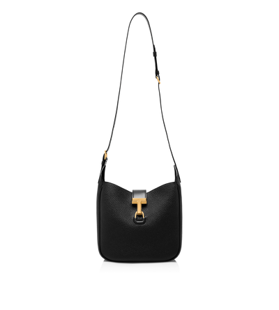 TOM FORD LEATHER BLACK GRAIN LEATHER MONARCH SMALL HOBO