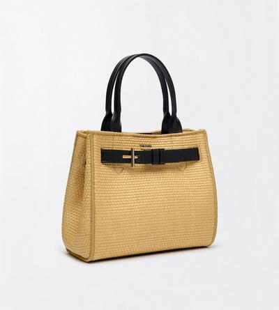 TOM FORD  NATURAL + BLACK LARGE LEATHER GOODS TOTE