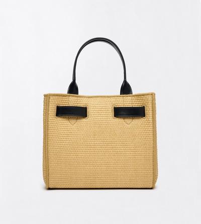 TOM FORD  NATURAL + BLACK LARGE LEATHER GOODS TOTE