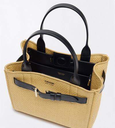 TOM FORD  NATURAL + BLACK LARGE LEATHER GOODS TOTE