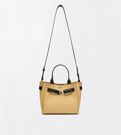 TOM FORD  NATURAL + BLACK LARGE LEATHER GOODS TOTE