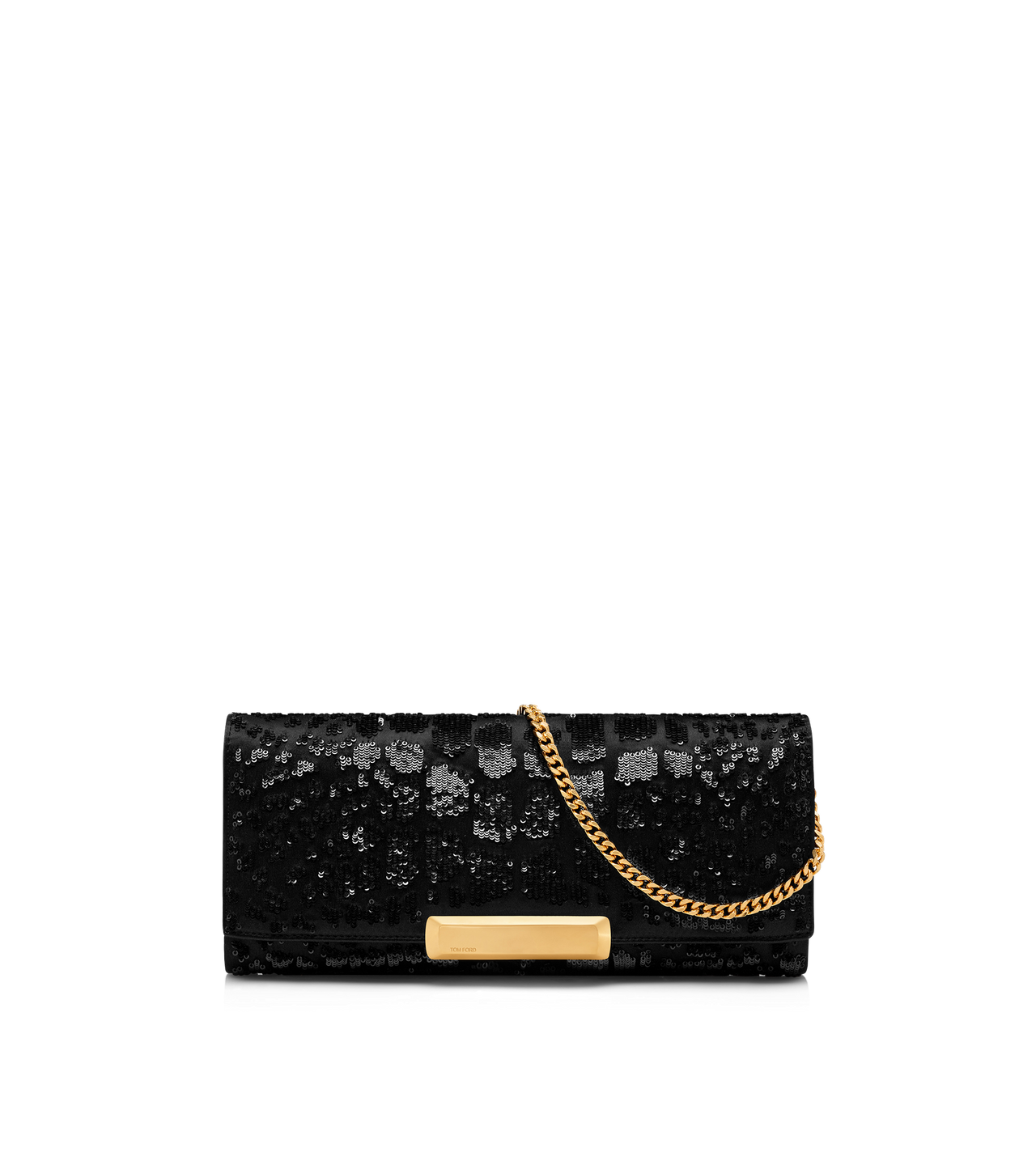 CROC-EFFECT SEQUIN EMBROIDERY BAR CLUTCH image number 0