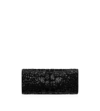CROC-EFFECT SEQUIN EMBROIDERY BAR CLUTCH image number 2