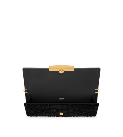 CROC-EFFECT SEQUIN EMBROIDERY BAR CLUTCH image number 3