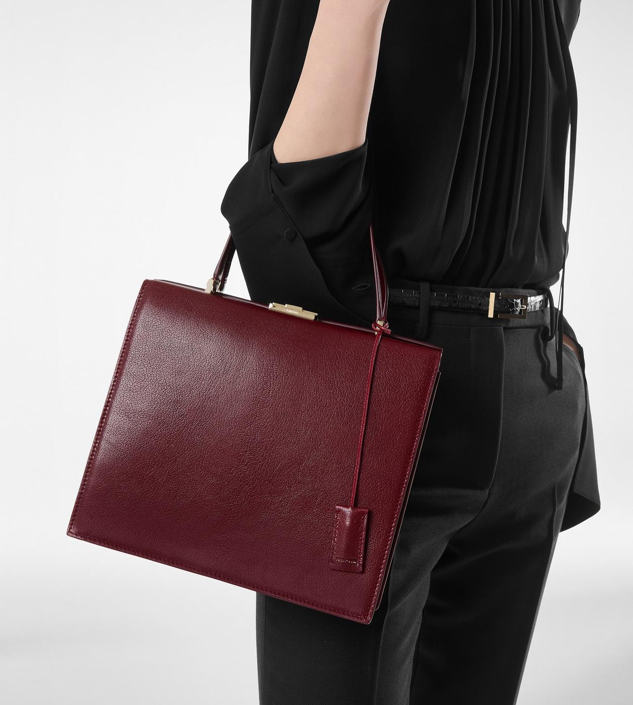 TOM FORD LEATHER RUBY RED SUPPLE GRAIN LEATHER JEAN TOP HANDLE