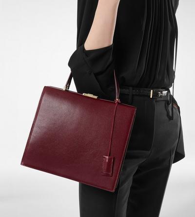 TOM FORD LEATHER RUBY RED SUPPLE GRAIN LEATHER JEAN TOP HANDLE