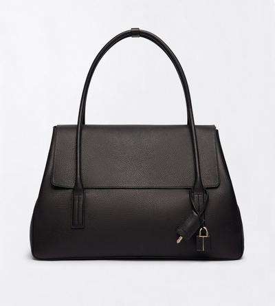 TOM FORD LEATHER BLACK GRAIN LEATHER ECLIPSE LARGE SHOULDER BAG