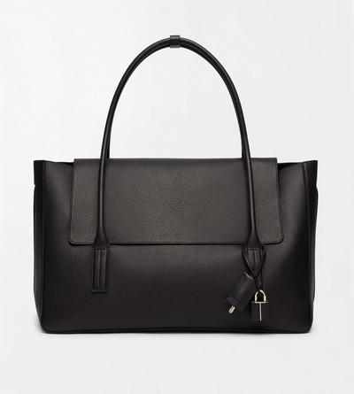 TOM FORD LEATHER BLACK GRAIN LEATHER ECLIPSE LARGE SHOULDER BAG