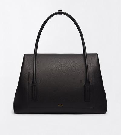 TOM FORD LEATHER BLACK GRAIN LEATHER ECLIPSE LARGE SHOULDER BAG