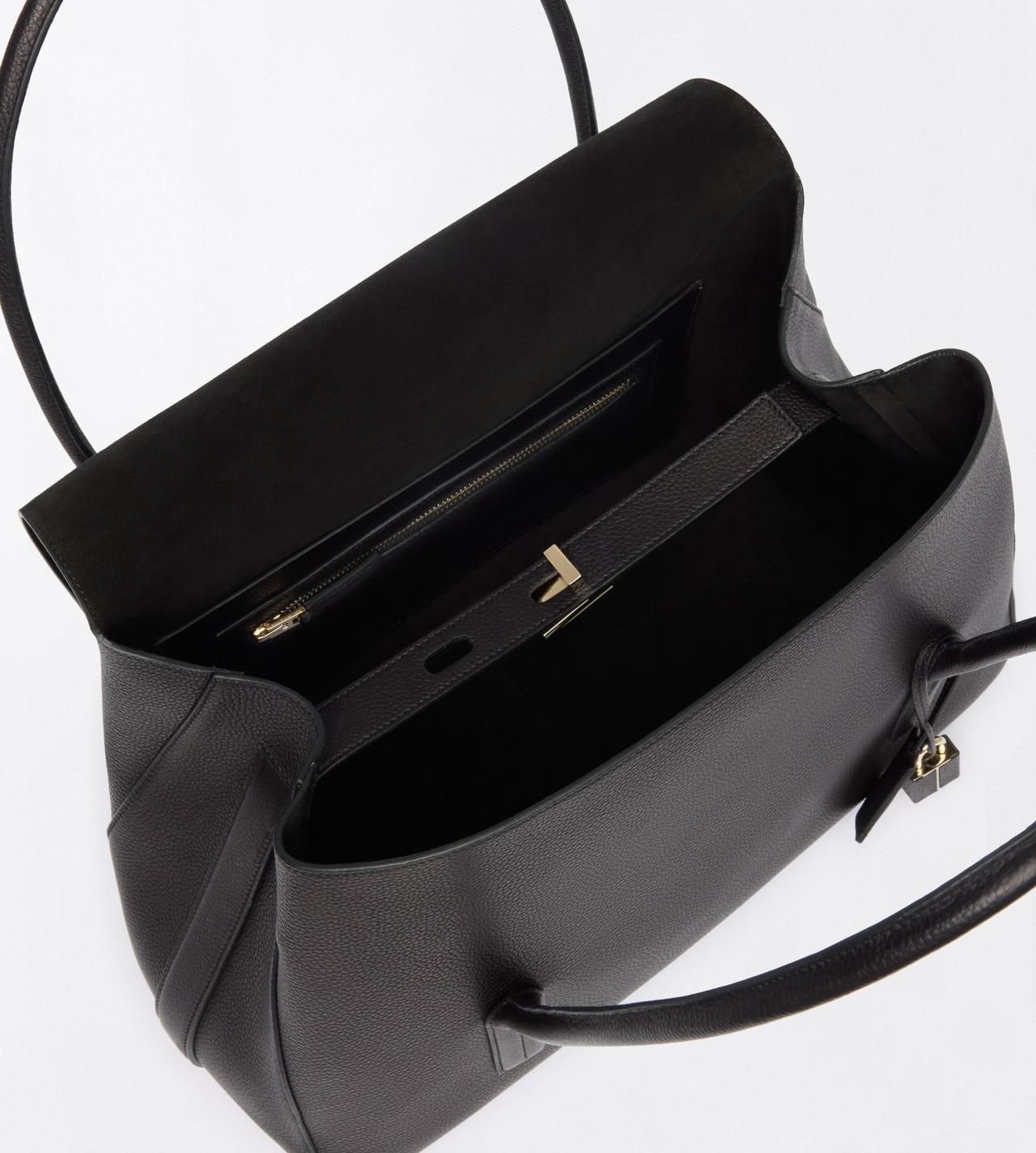 TOM FORD LEATHER BLACK GRAIN LEATHER ECLIPSE LARGE SHOULDER BAG