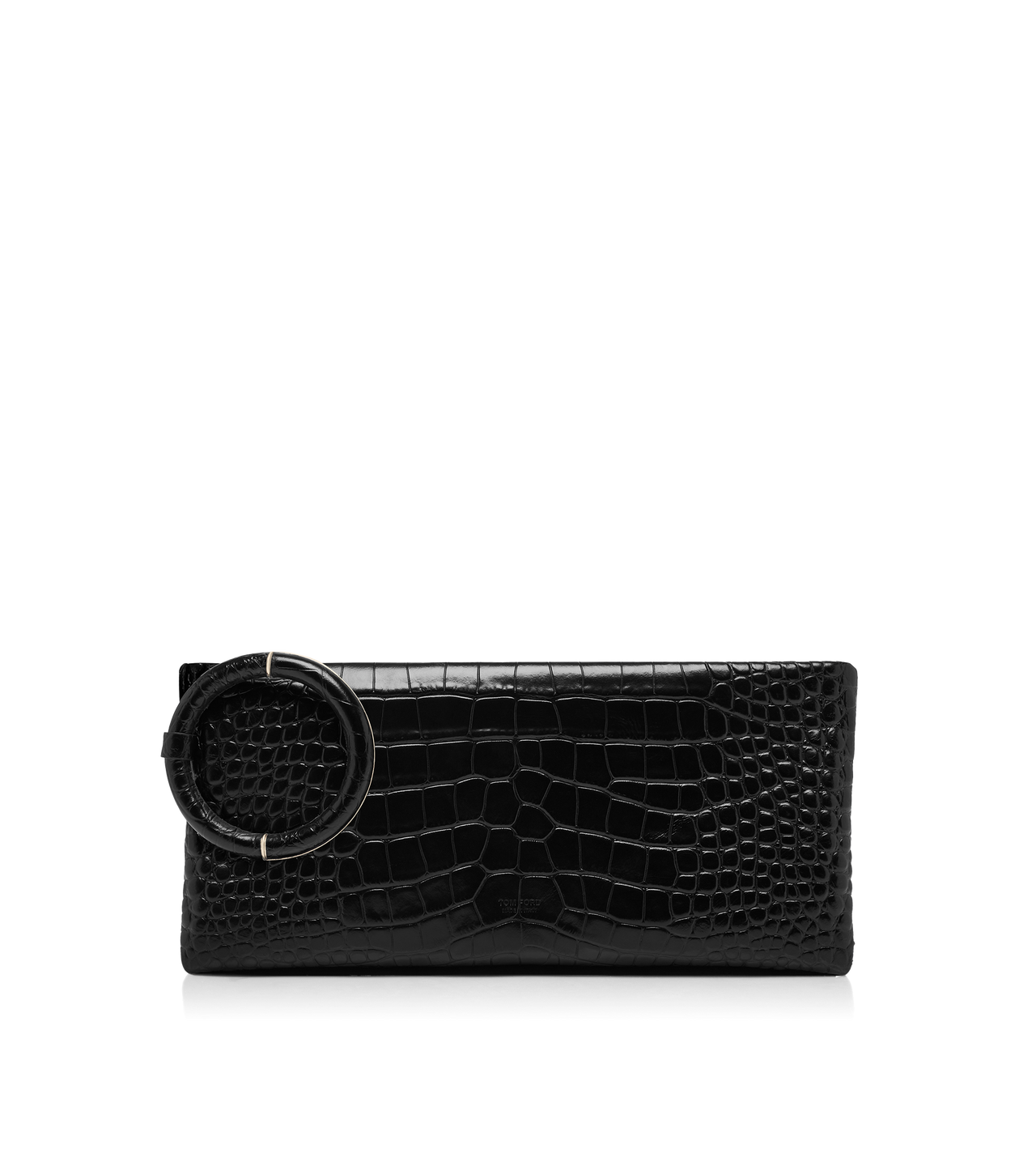 TOM FORD LEATHER BLACK SOFT PRINTED CROCODILE LEATHER AURA CLUTCH