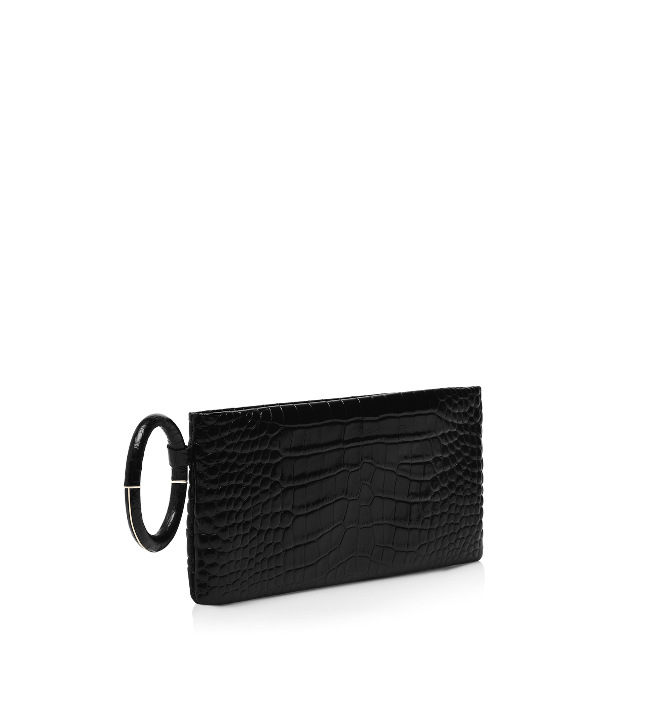 TOM FORD LEATHER BLACK SOFT PRINTED CROCODILE LEATHER AURA CLUTCH