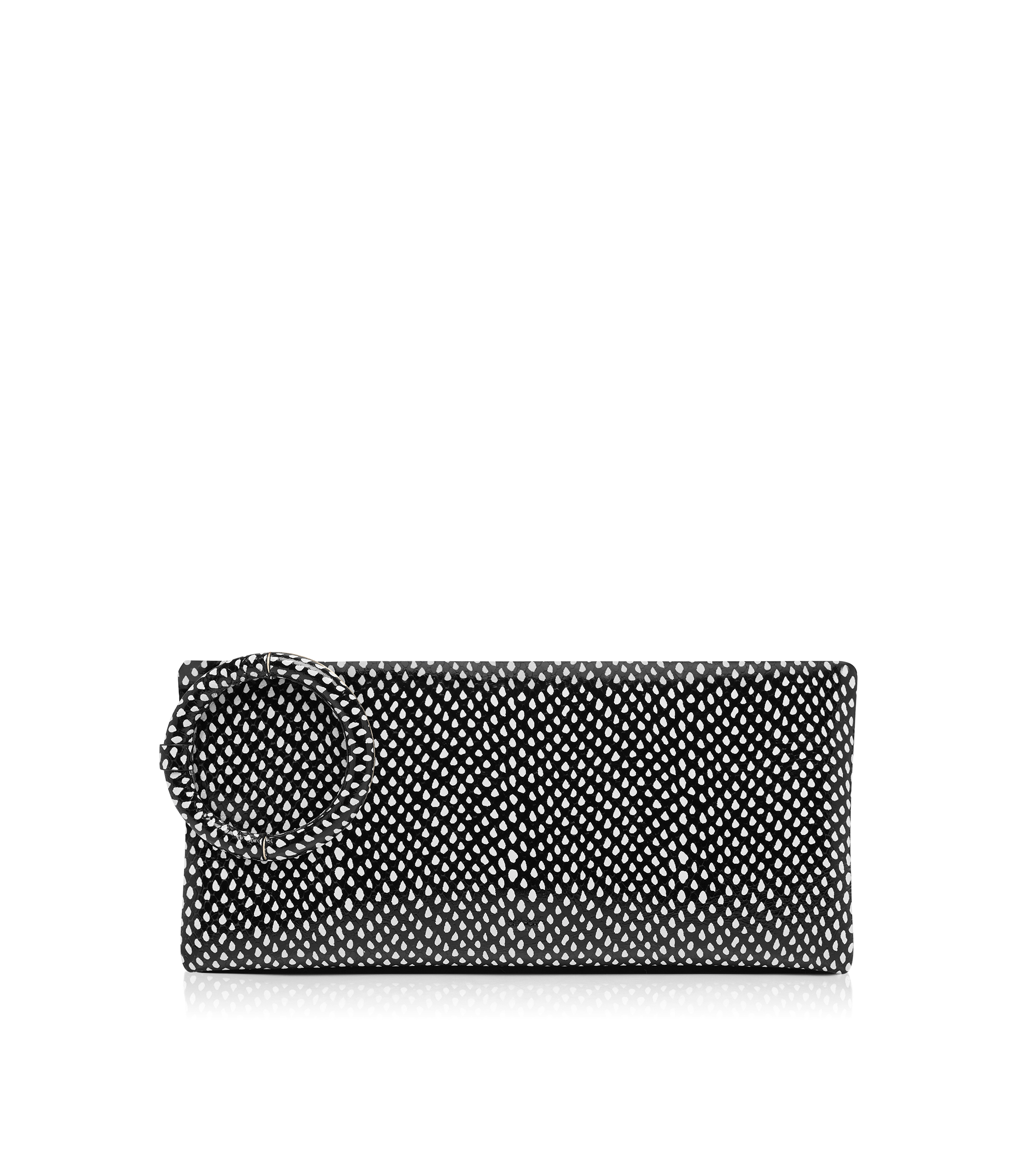 CLUTCH AURA DE CUERO DE BECERRO ESTAMPADO CON EFECTO PIEL DE SERPIENTE