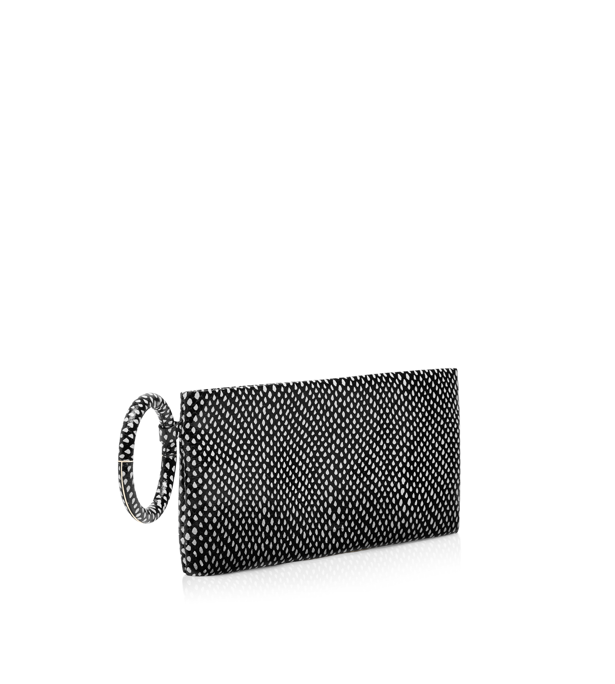 CLUTCH AURA DE CUERO DE BECERRO ESTAMPADO CON EFECTO PIEL DE SERPIENTE