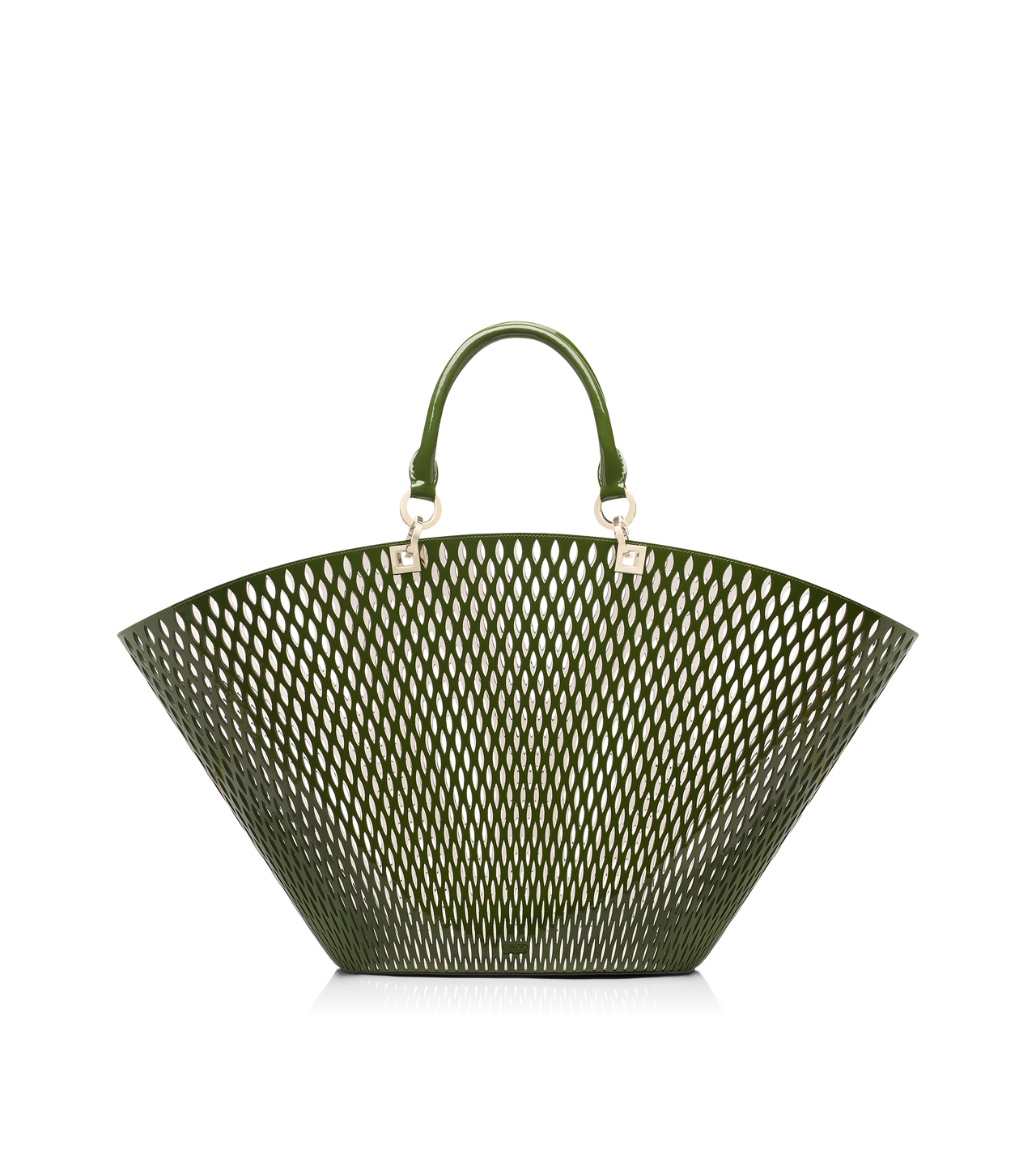 GRAND PANIER EN CUIR VERNI &Agrave; D&Eacute;COUPES image number 0