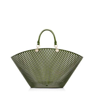 GRAND PANIER EN CUIR VERNI &Agrave; D&Eacute;COUPES image number 0