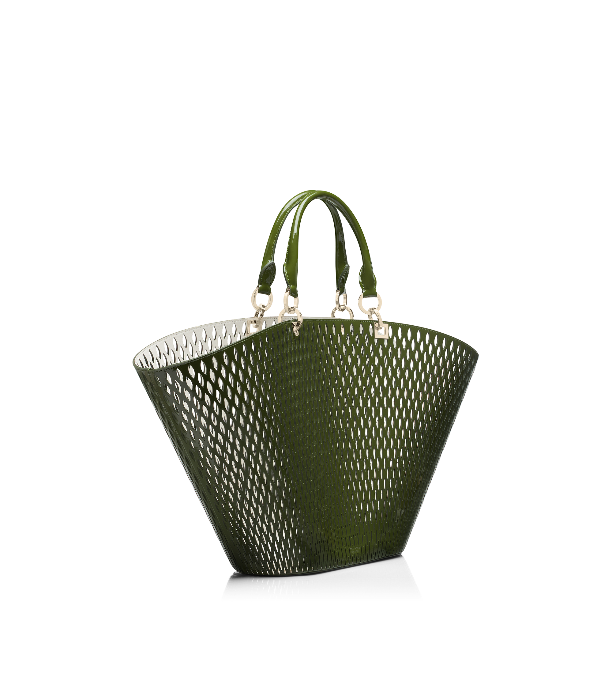 GRAND PANIER EN CUIR VERNI &Agrave; D&Eacute;COUPES