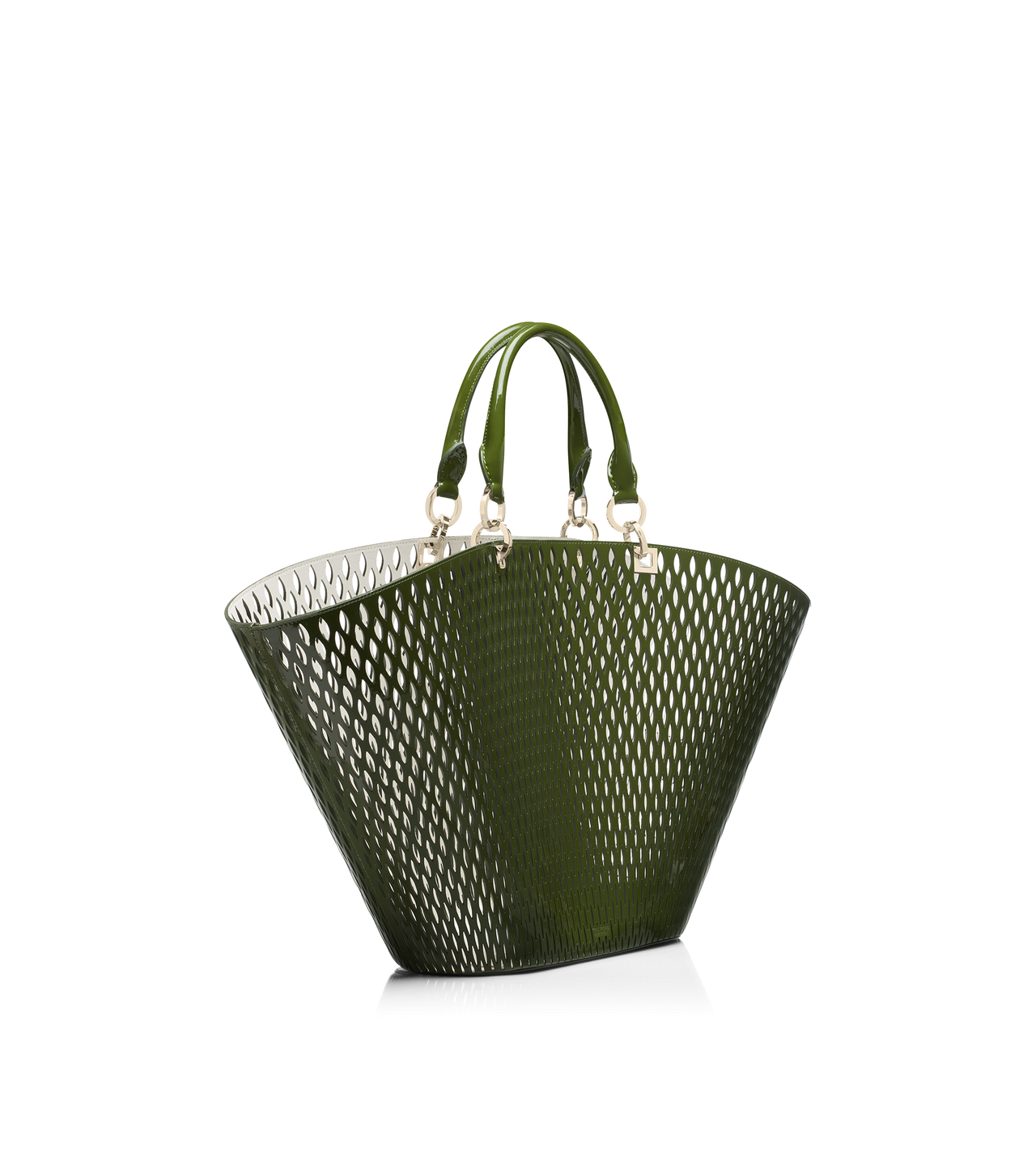 GRAND PANIER EN CUIR VERNI &Agrave; D&Eacute;COUPES image number 1