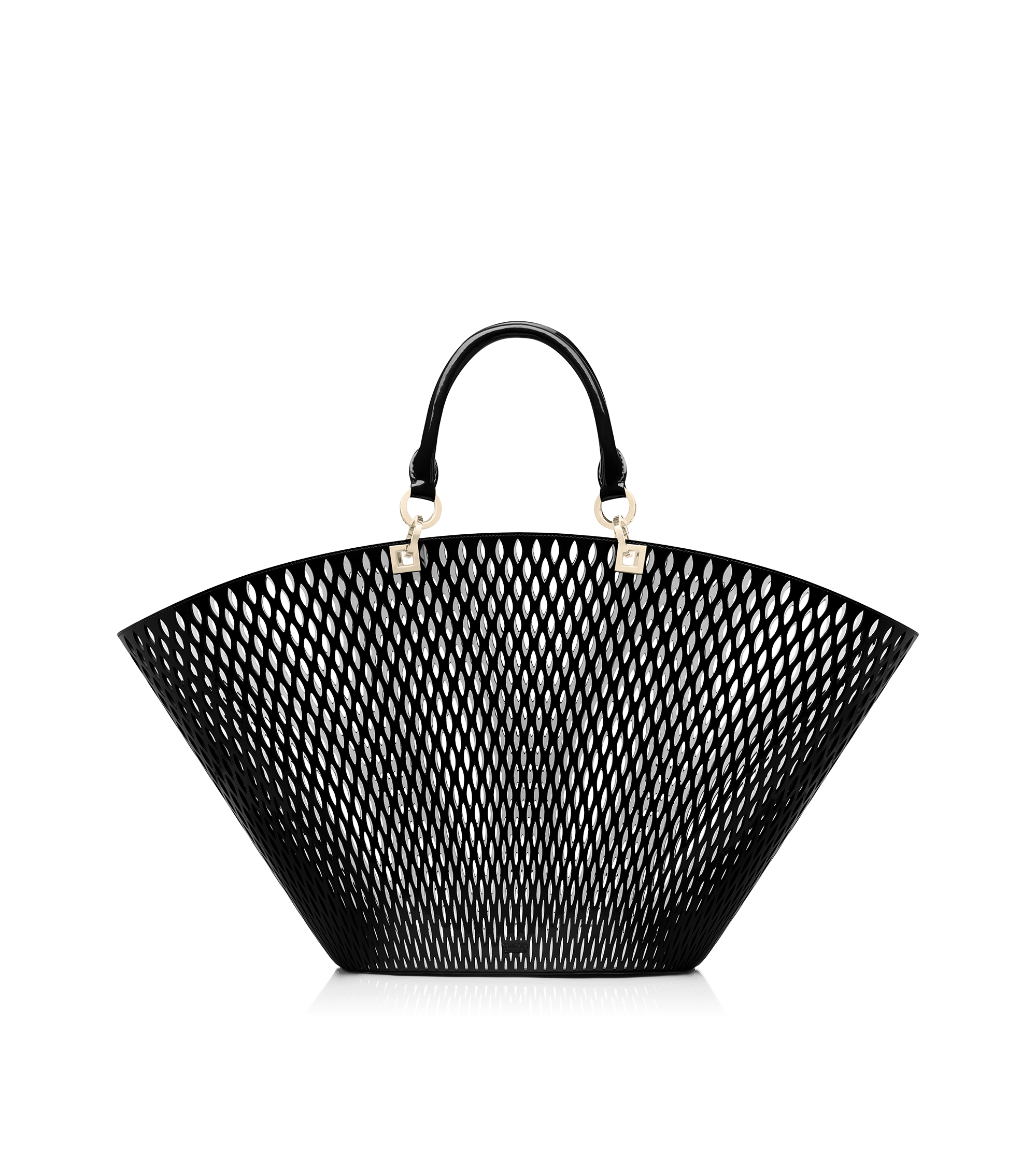 CUT OUT PATENT LEATHER LARGE PANIER