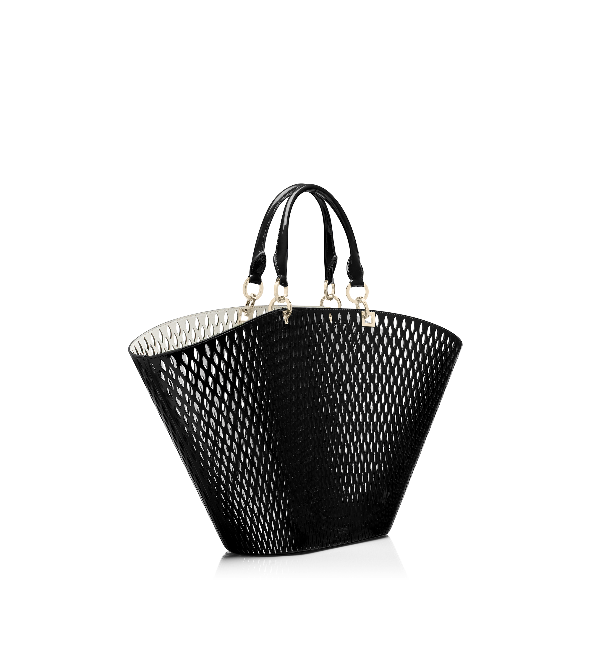 CUT OUT PATENT LEATHER LARGE PANIER