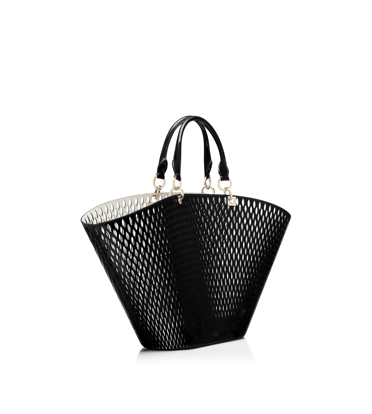 CUT OUT PATENT LEATHER LARGE PANIER image number 1