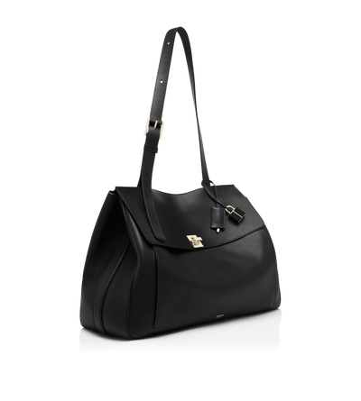 BOLSO ALFORJA GRANDE DE PIEL NATURAL image number 1