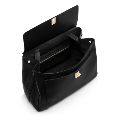 BOLSO ALFORJA GRANDE DE PIEL NATURAL image number 2