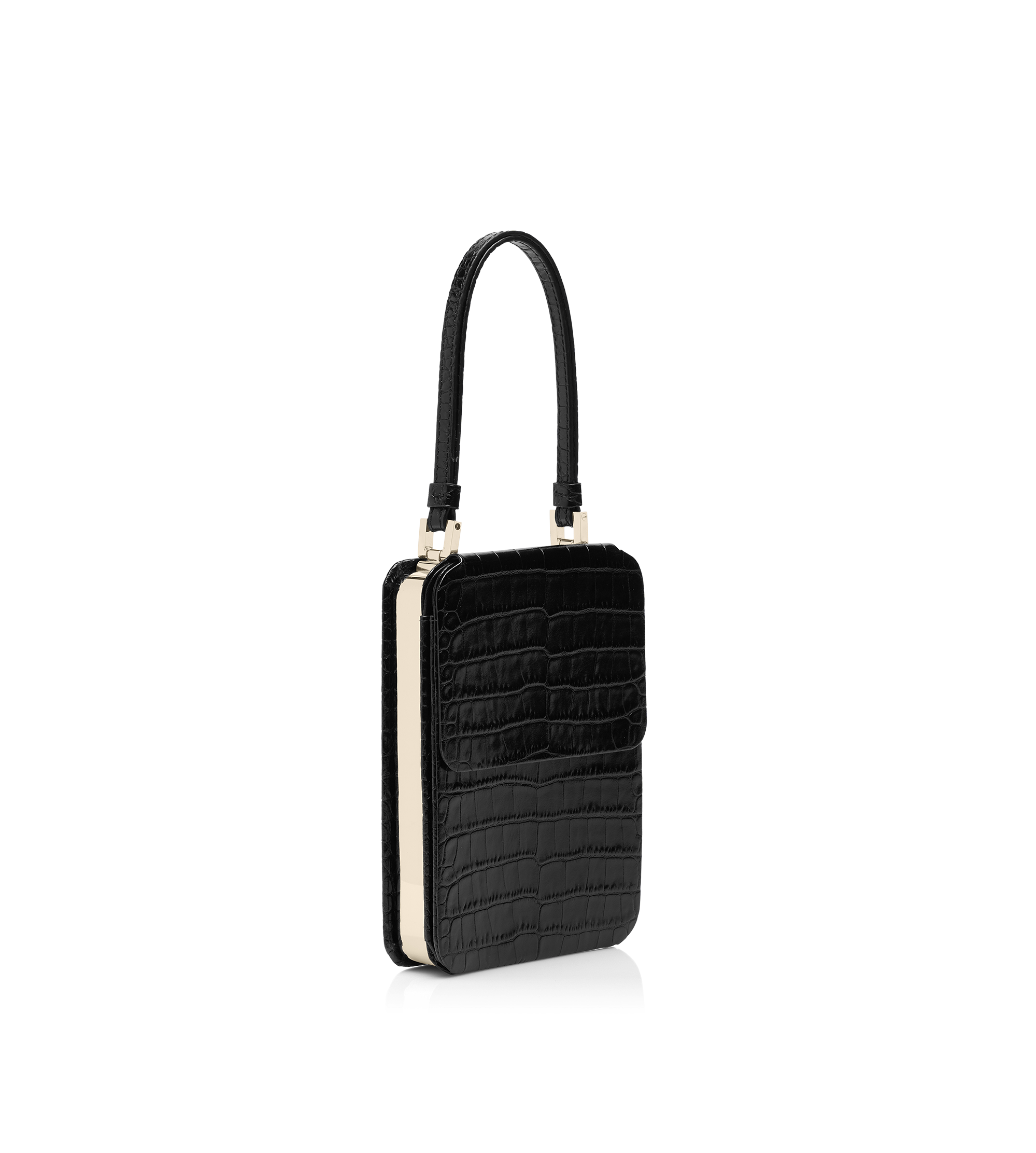 SAC CLUTCH VERTICAL FRAME EN CUIR DE CROCODILE IMPRIM&Eacute; SOUPLE