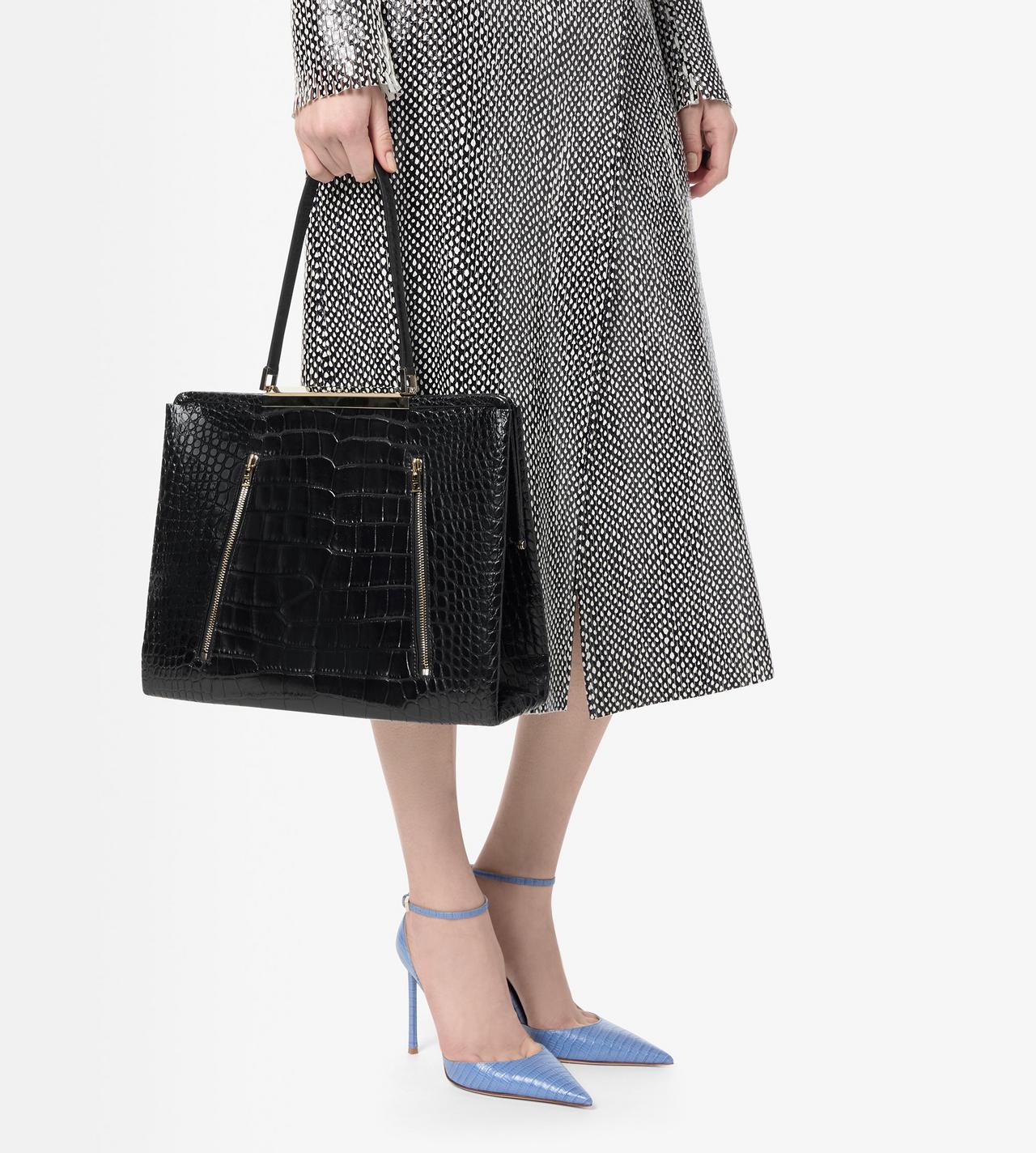 BOLSO AL HOMBRO PATRICK DE SUAVE PIEL DE COCODRILO ESTAMPADA image number 3