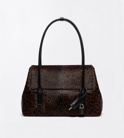 TOM FORD LEATHER BROWN/BLACK + BLACK LEOPARD PRINT HAIR CALF ECLIPSE MEDIUM SHOULDER BAG